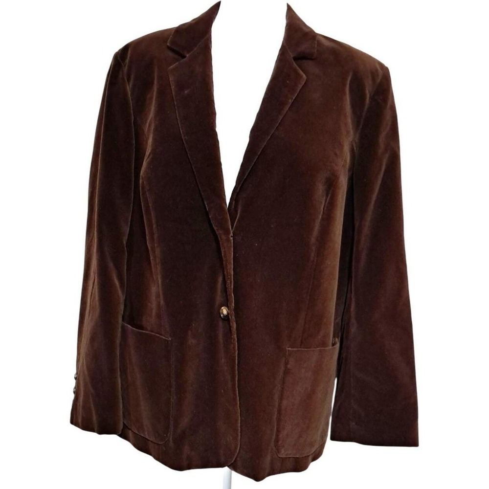 The Fashion Place Sears Velour Blazer Women 40 Brown Vintage Velvet Jacket